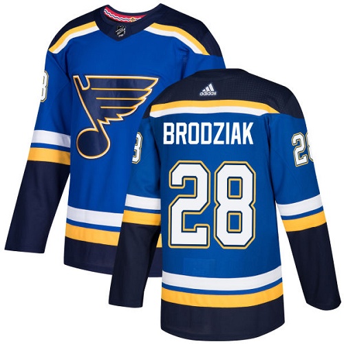 Adidas Blues #28 Kyle Brodziak Blue Home Authentic Stitched NHL Jersey